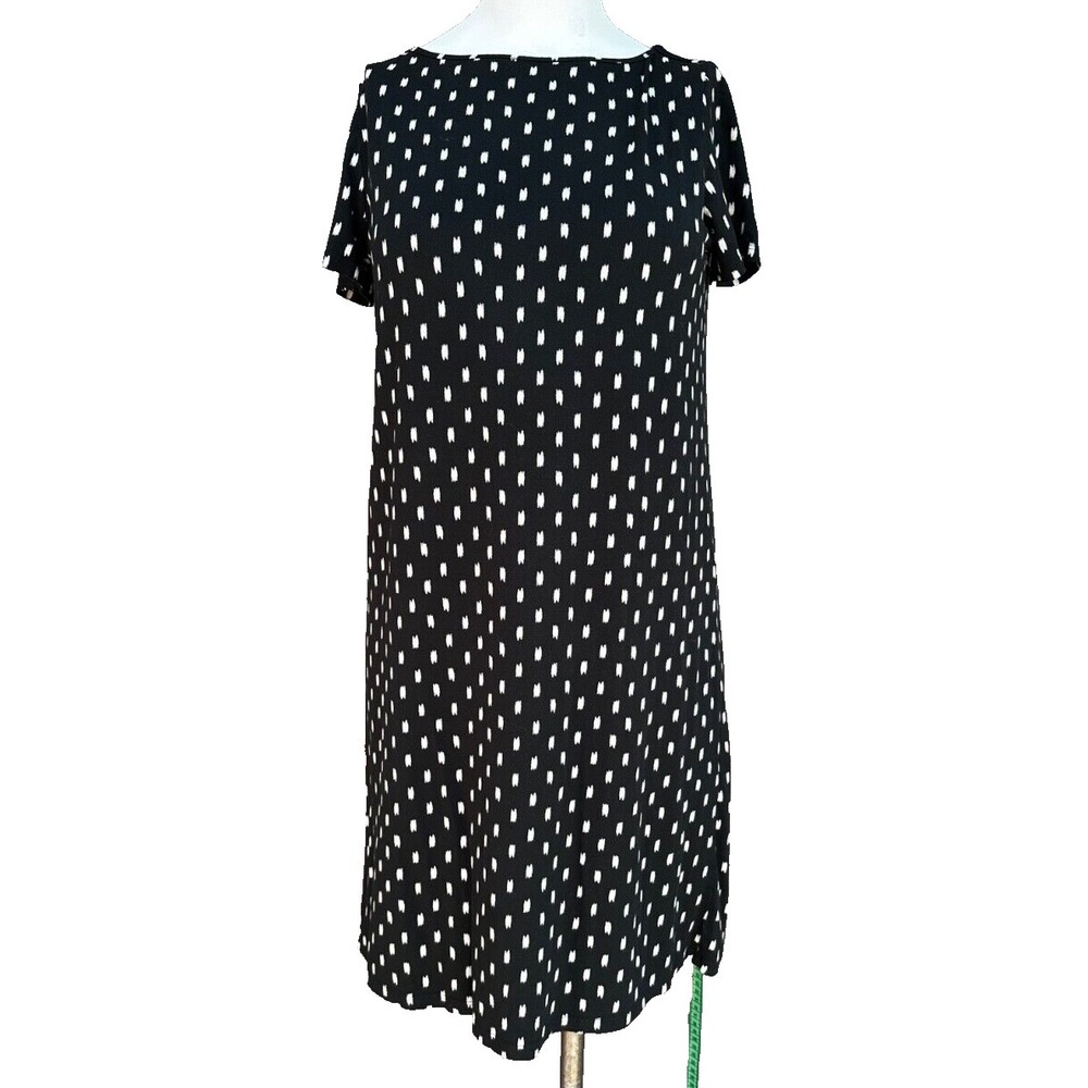 J. JILL Wearever Collection Small Black White Swish Perfect T-shirt Dress Knit